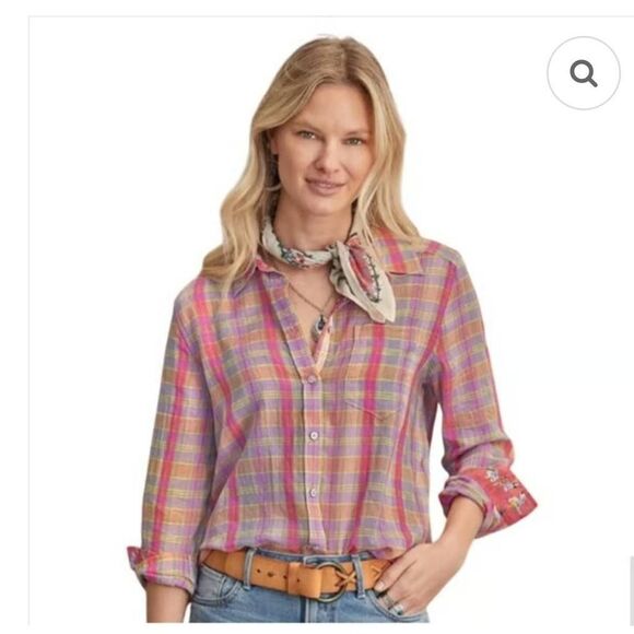 Sundance Newcastle Plaid Button Front Top Size Small NWT - Picture 1 of 7